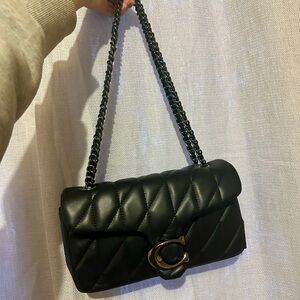COACH Tabby Quilted Nappa Leather Shoulder Bag in 26 Gunmetal Black